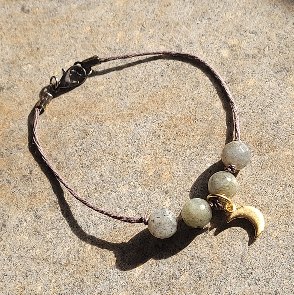 Moon & Labradorite Stone Handmade Bracelet
